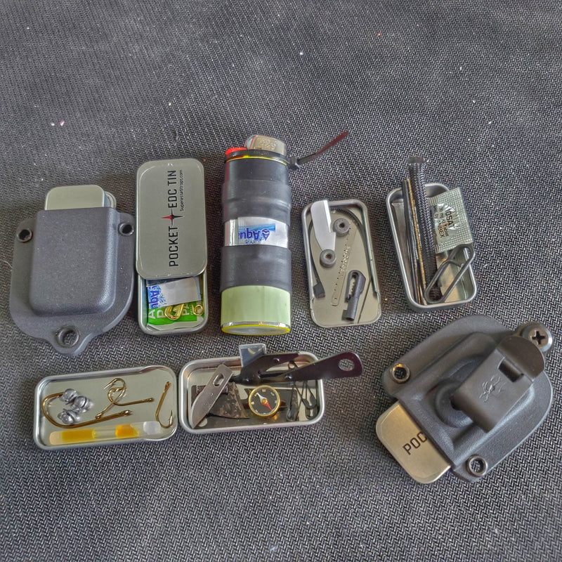 Load image into Gallery viewer, Survival Kit Lighter - Fire Starter outfitted with supplies.
