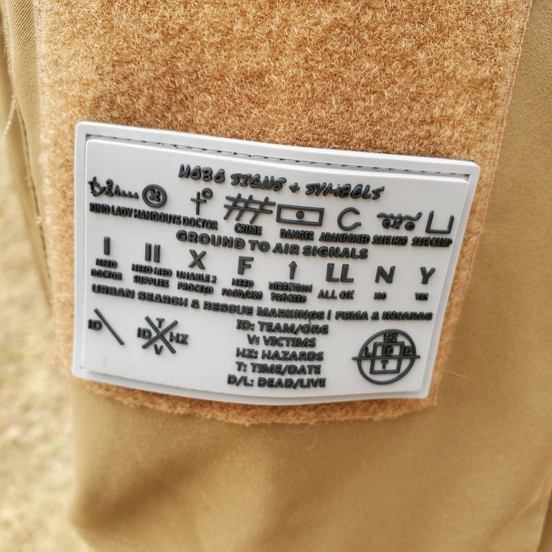 Load image into Gallery viewer, Storage Pocket Patch: Hobo Symbols, Ground to Air Signals, Search and Rescue Markings
