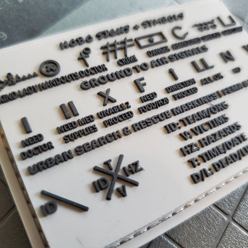 Load image into Gallery viewer, Storage Pocket Patch: Hobo Symbols, Ground to Air Signals, Search and Rescue Markings
