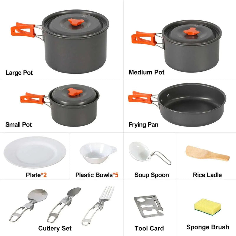 Load image into Gallery viewer, 11/12/22 PCS Camping Cookware Mess Kit

