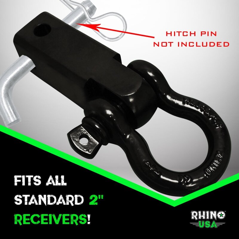 Load image into Gallery viewer, Rhino USA Shackle Hitch Receiver W/ D-Ring (Black)
