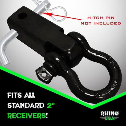 Rhino USA Shackle Hitch Receiver W/ D-Ring (Black)