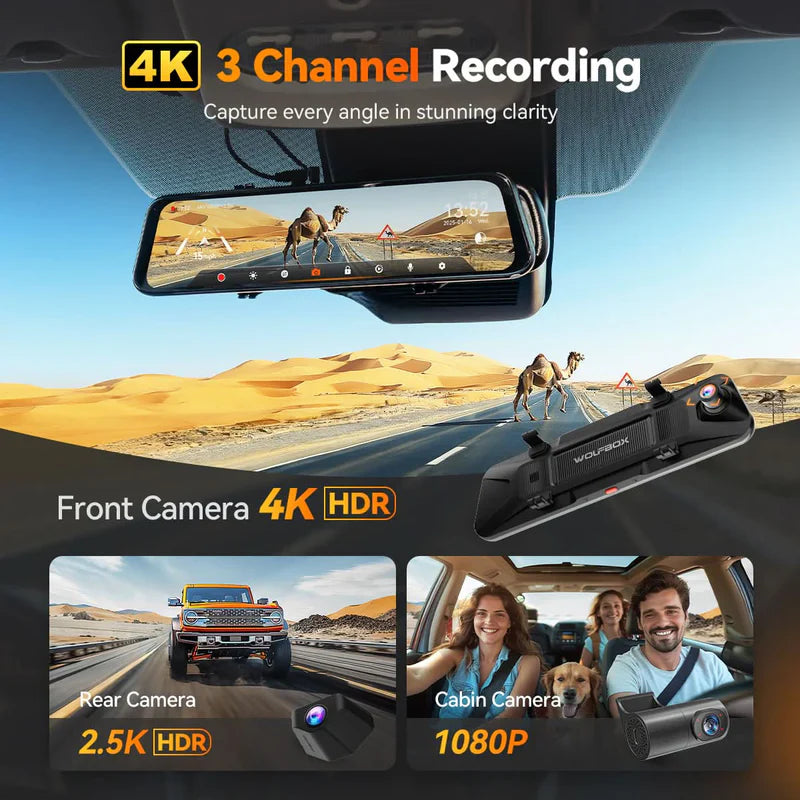 Load image into Gallery viewer, G900 TriPro 4K+2.5K+1080P 3 Channel Cabin Monitor Mirror Dash Cam
