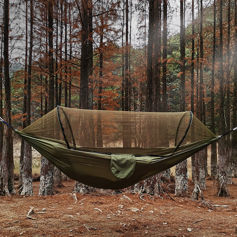 Load image into Gallery viewer, Automatic Quick Opening Mosquito Net Hammock Outdoor Camping Pole Mosquito Net Hammock Anti Roll Nylon Hammock
