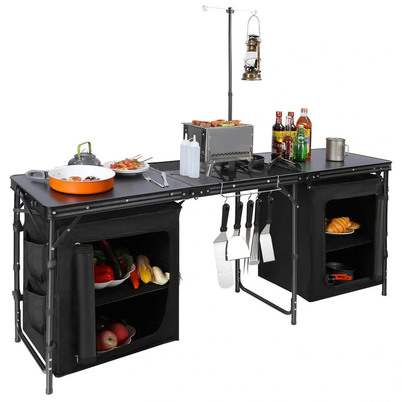 Load image into Gallery viewer, Portable Camping Kitchen Table with Storage Organizer for Outdoor
