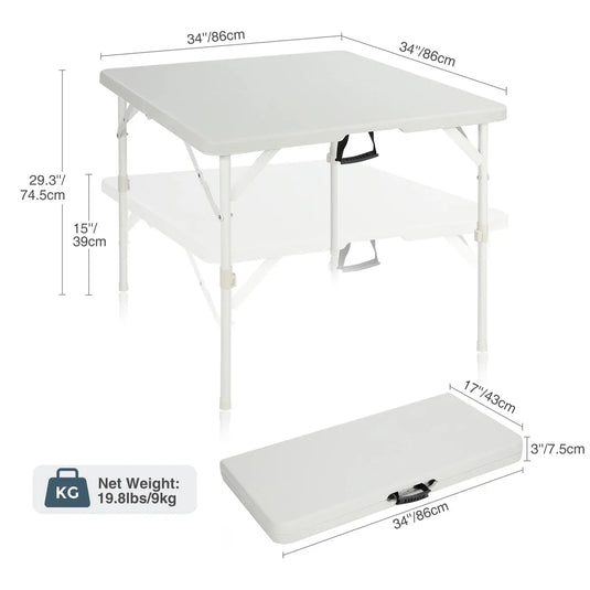 Lightweight Portable Square Card Table with Folding Legs