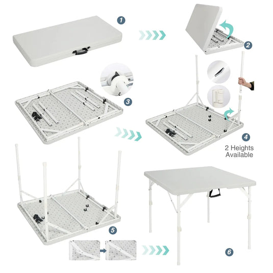 Lightweight Portable Square Card Table with Folding Legs