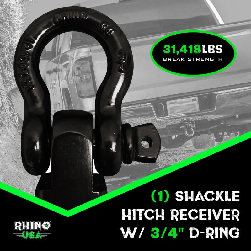 Load image into Gallery viewer, Rhino USA Shackle Hitch Receiver W/ D-Ring (Black)
