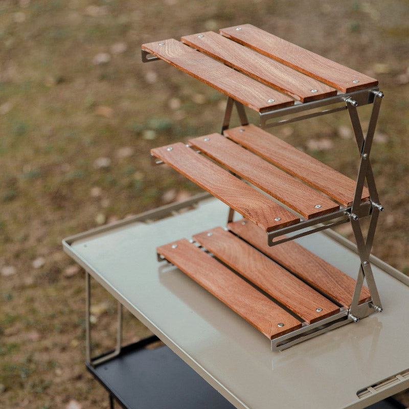 Load image into Gallery viewer, Mountaineering Outdoor Camping Rack Portable Storage Rack Three Layer Rack With Foldable Picnic Camping Barbecue Folding Table
