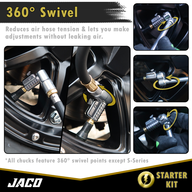 Load image into Gallery viewer, Lightning™ Tire Air Chuck Starter Kit - Patented | Open Flow, 1/4&quot; F-NPT (Set of 7)

