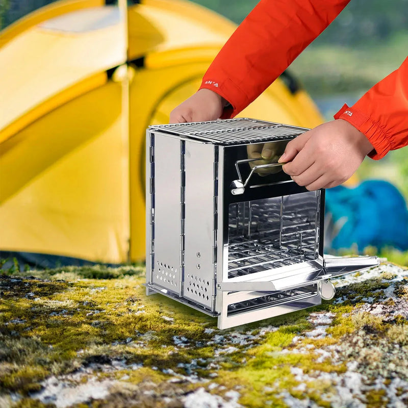 Load image into Gallery viewer, Wood Burning Camping Stove Folding with Pot Stand

