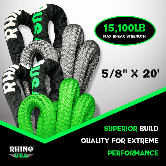 Rhino USA Kinetic Energy Recovery Rope (5/8In X 20Ft) Gray