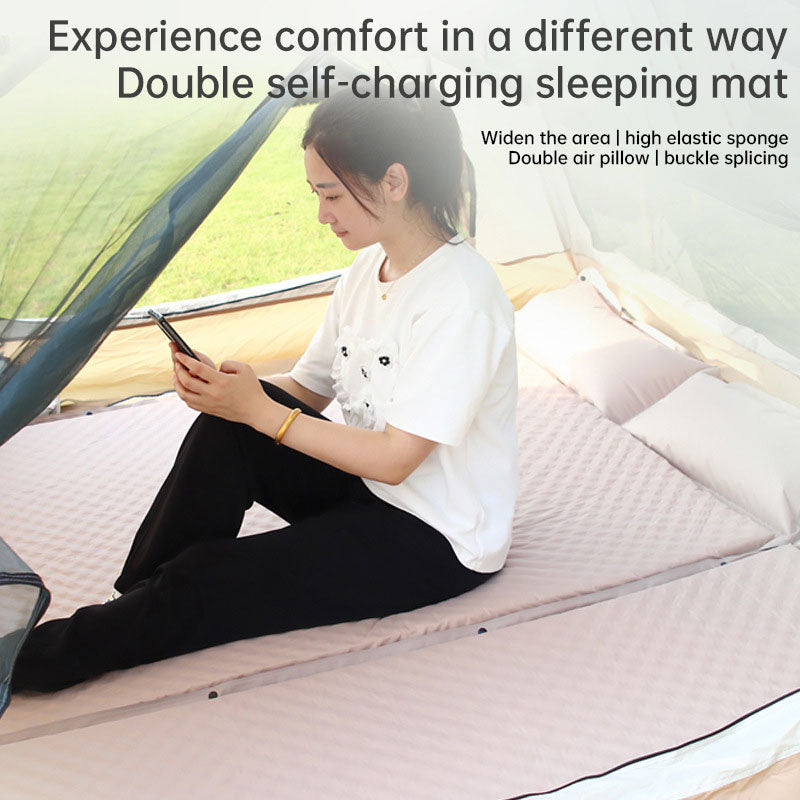 Load image into Gallery viewer, Product camouflage Can Be Spliced Self Inflating Cushion Air Mattress Camping Mat With Pillow
