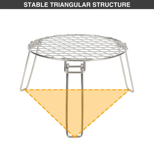 Portable Round Campfire Grill Grate with Foldable Legs, 12”