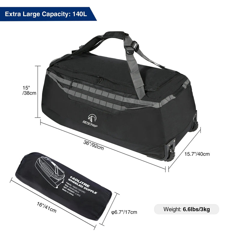 Load image into Gallery viewer, Large Duffle Bag with Wheels and Backpack Straps 100/120/140L
