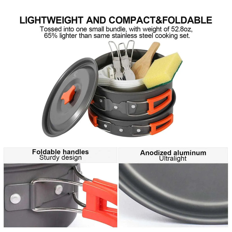 Load image into Gallery viewer, 11/12/22 PCS Camping Cookware Mess Kit
