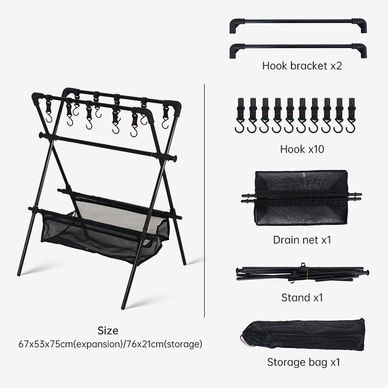 Load image into Gallery viewer, Outdoor camping folding shelf camping car drying rack drying net drying rack storage rack
