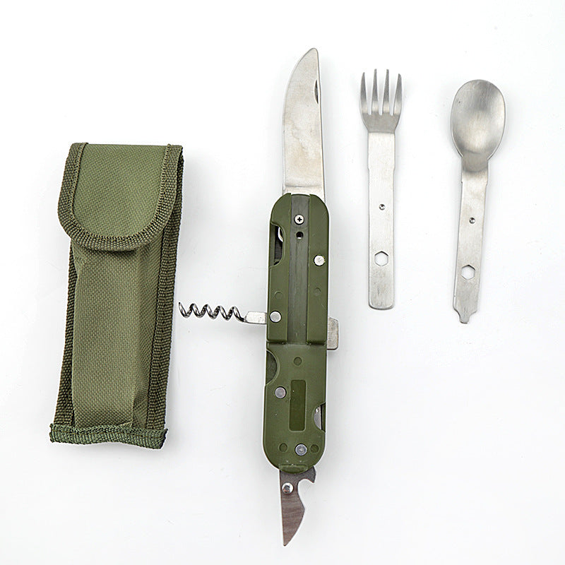 Load image into Gallery viewer, Camping Folding Knife Fork And Spoon Combination Stainless Steel Tableware Knife And Fork Multi-Function Knife Disassembly And Assembly Tableware

