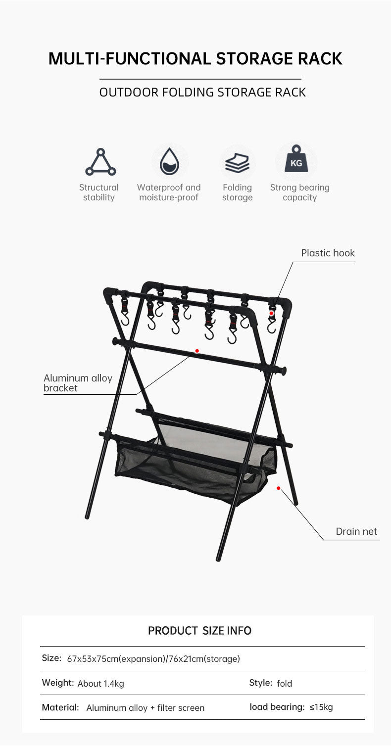 Load image into Gallery viewer, Outdoor camping folding shelf camping car drying rack drying net drying rack storage rack
