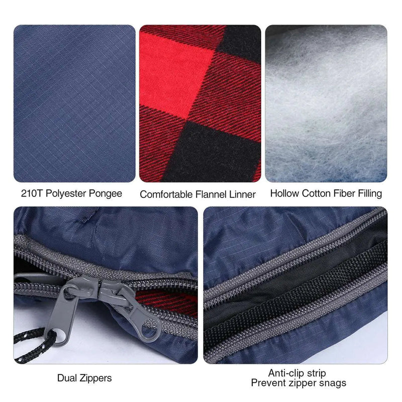 Load image into Gallery viewer, Hooded Camping Sleeping Bag for Adult with Cotton Flannel,Red,Blue,Navy Blue
