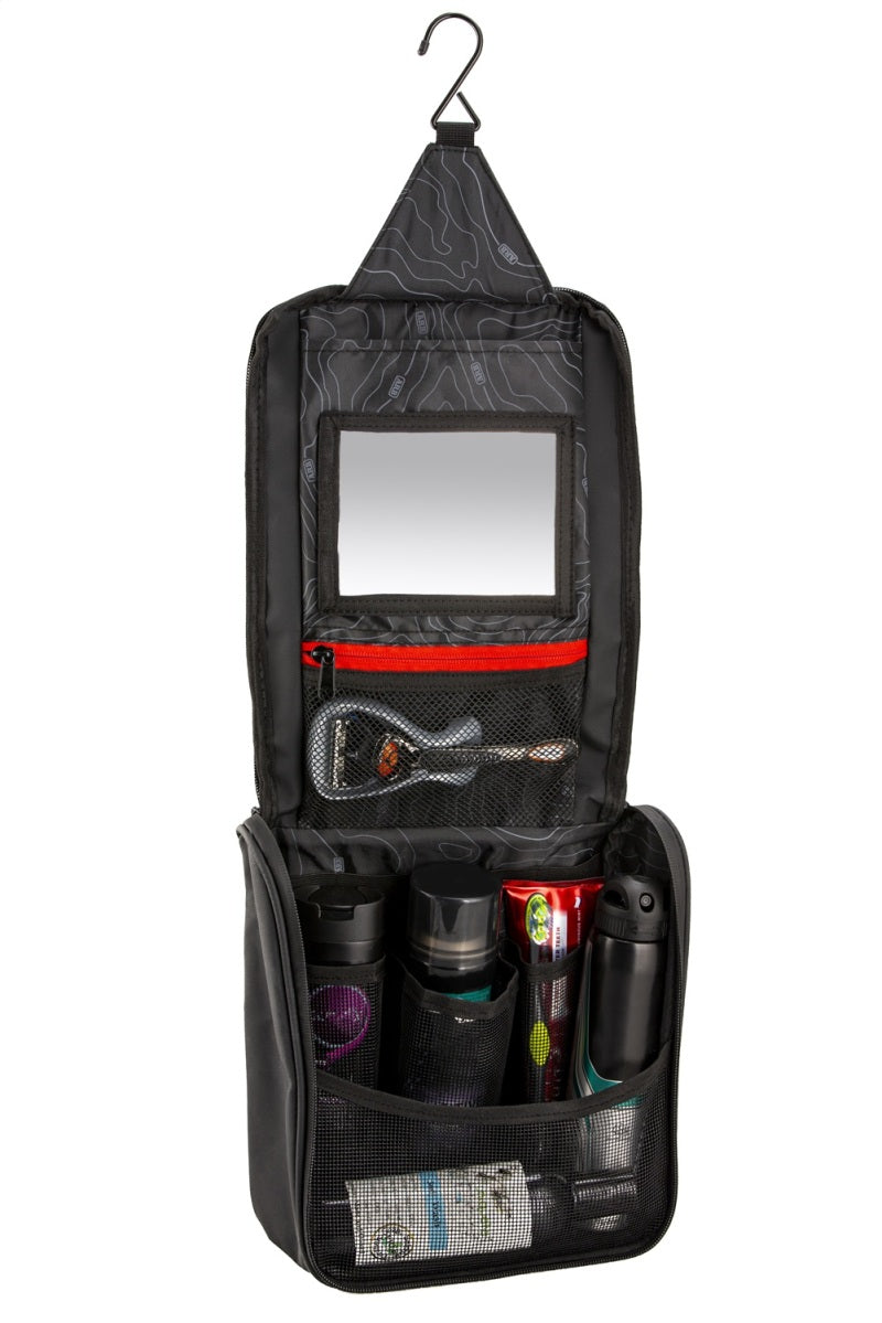 Load image into Gallery viewer, ARB Toiletries Bag Charcoal Finish w/ Red Highlights PVC Outer Shell Mesh Pockets Mirror
