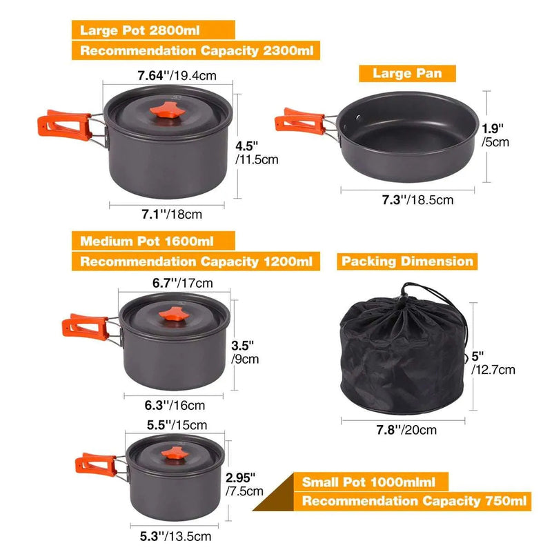 Load image into Gallery viewer, 11/12/22 PCS Camping Cookware Mess Kit
