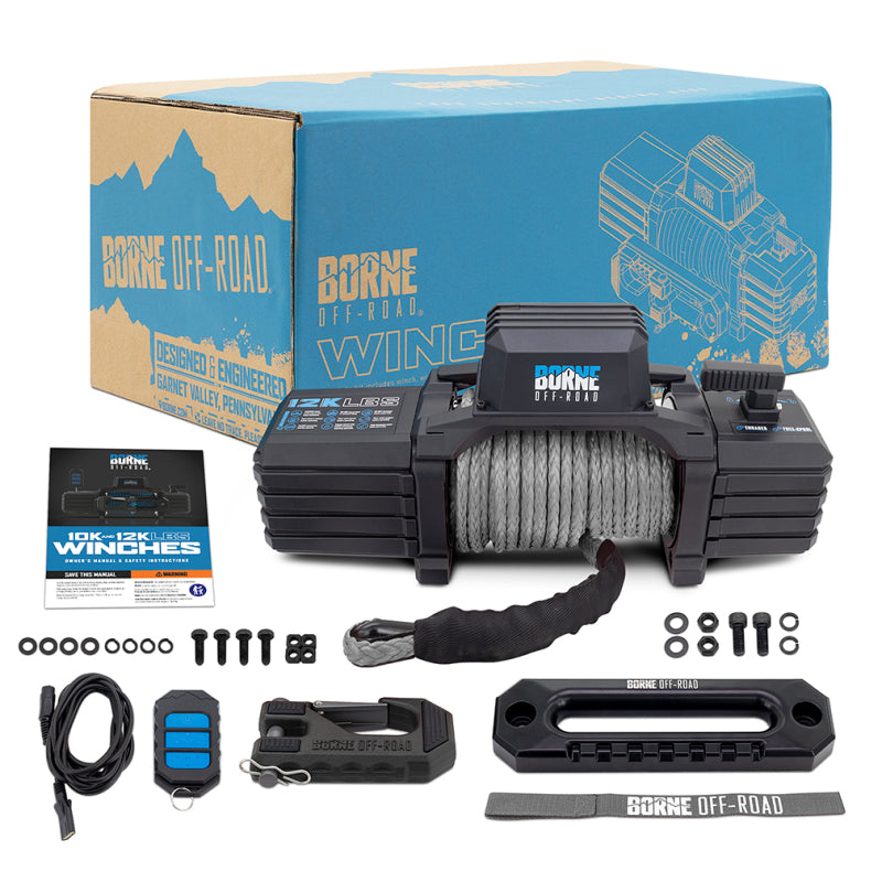 Load image into Gallery viewer, Borne Off-Road 12K Winch - Grey Synthetic Rope
