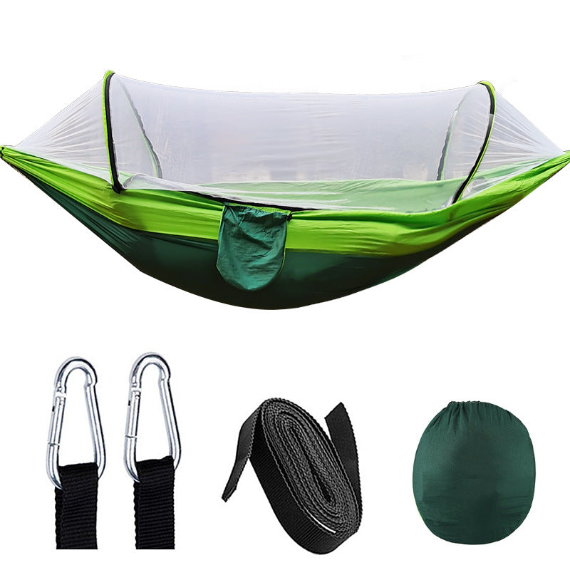 Load image into Gallery viewer, Automatic Quick Opening Mosquito Net Hammock Outdoor Camping Pole Mosquito Net Hammock Anti Roll Nylon Hammock

