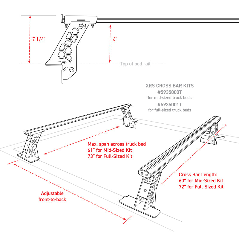 Load image into Gallery viewer, Go Rhino 15-22 Ford F-150 / 19-22 RAM 1500 / 07-21 Toyota Tundra XRS Cross Bars Kit - Tex. Blk
