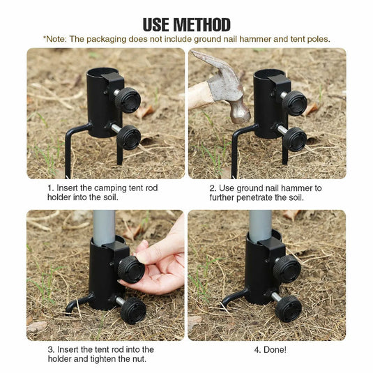 2 Pack Camping Tent Rod Holder with Stakes