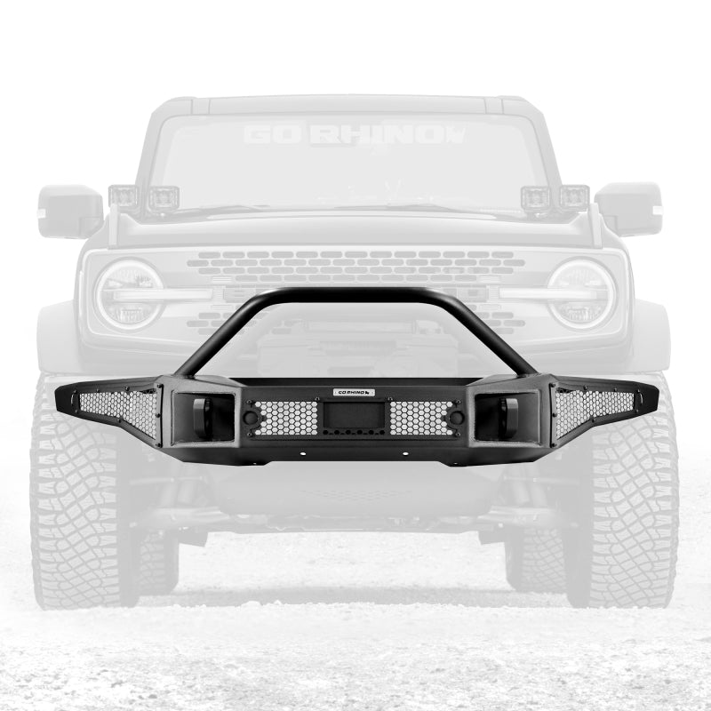 Load image into Gallery viewer, Go Rhino 21-24 Ford Bronco (2 and 4 Door) Rockline Full Width Bumper w/ Overrider Bar
