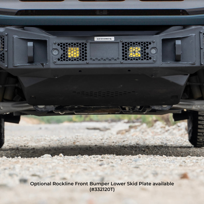 Load image into Gallery viewer, Go Rhino 21-24 Ford Bronco (2 and 4 Door) Rockline Full Width Bumper w/ Overrider Bar
