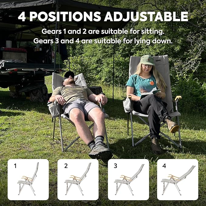 Load image into Gallery viewer, Ha1600 Adjustable Camping Chairs, High-Back Heavy Duty Folding Chair for Outside | ICECO
