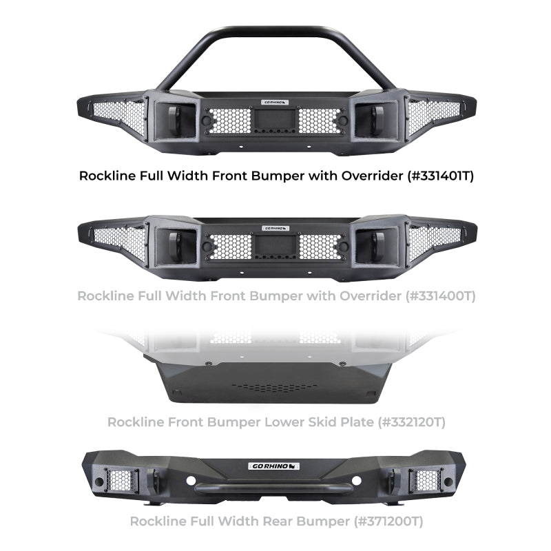 Load image into Gallery viewer, Go Rhino 21-24 Ford Bronco (2 and 4 Door) Rockline Full Width Bumper w/ Overrider Bar
