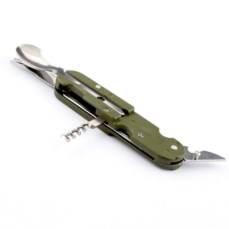 Load image into Gallery viewer, Camping Folding Knife Fork And Spoon Combination Stainless Steel Tableware Knife And Fork Multi-Function Knife Disassembly And Assembly Tableware
