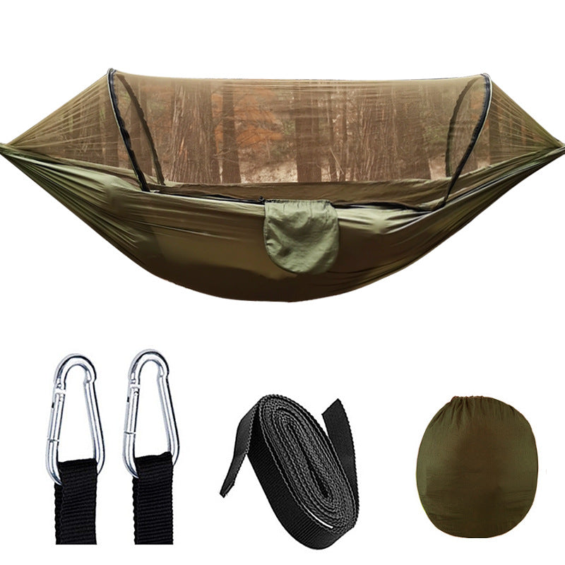 Load image into Gallery viewer, Automatic Quick Opening Mosquito Net Hammock Outdoor Camping Pole Mosquito Net Hammock Anti Roll Nylon Hammock
