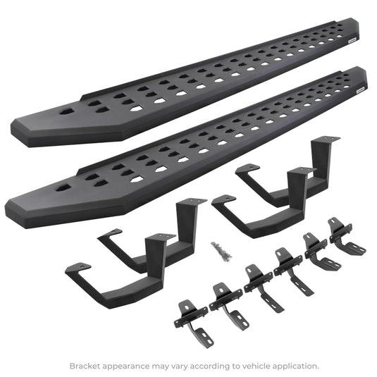 Go Rhino Toyota Tundra Crew Max Kit w/RB20 Running Board + Brkts + 4 RB20 Drop Steps - Tex. Blk