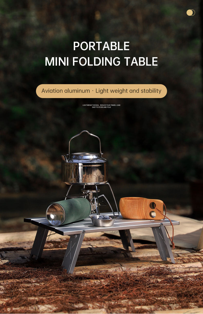 Load image into Gallery viewer, Black Lightweight Portable Folding Ultralight Roll Up Mini Aluminum Picnic Camping Table Foldable For Outdoor Hiking
