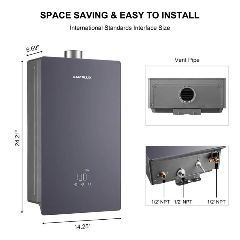 Load image into Gallery viewer, Camplux 4.22 GPM Indoor Tankless Hot Water Heater | Gray
