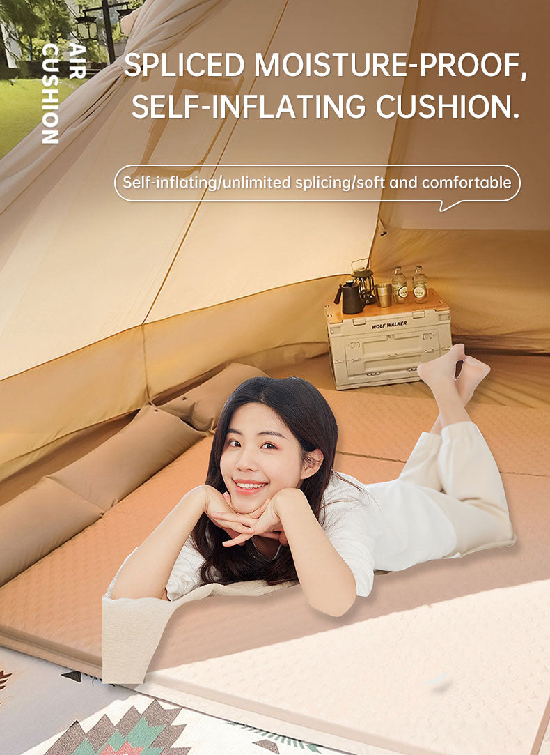 Load image into Gallery viewer, Product camouflage Can Be Spliced Self Inflating Cushion Air Mattress Camping Mat With Pillow
