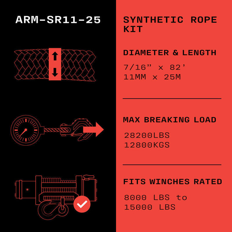 Load image into Gallery viewer, Armortek Synthetic Rope Kit 7/16&quot; x 82&#39; - MBL 28200 lbs
