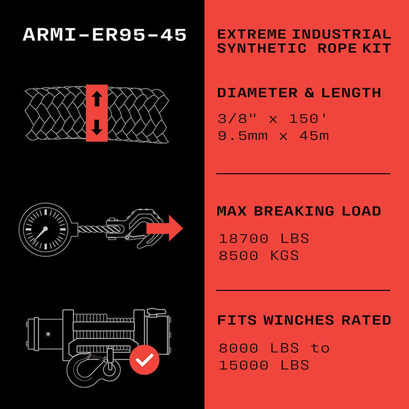 Load image into Gallery viewer, Armortek Extreme Industrial Synthetic Rope Kit 3/8&quot; x 150&#39; - MBL 18700 lbs
