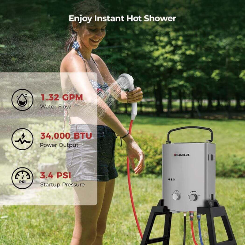 Load image into Gallery viewer, Camplux AY132GMAX Portable Propane Water Heater With Stand

