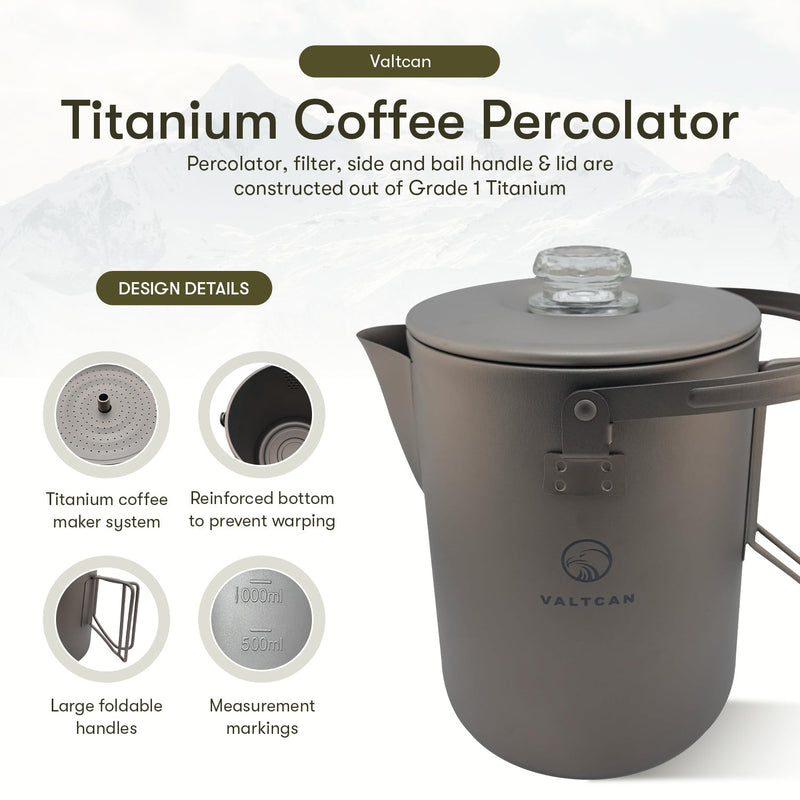 Load image into Gallery viewer, Titanium Coffee Percolator Taste Coffee, Not Metal · 1.5L · 6 Cups · 395g Ultralight
