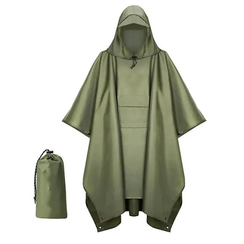 Load image into Gallery viewer, 3 In 1 Outdoor Military Raincoat Hooded Sleeve Waterproof Rain Poncho Motorcycle Rain Cover Camping Hiking Travel Rainwear Tent
