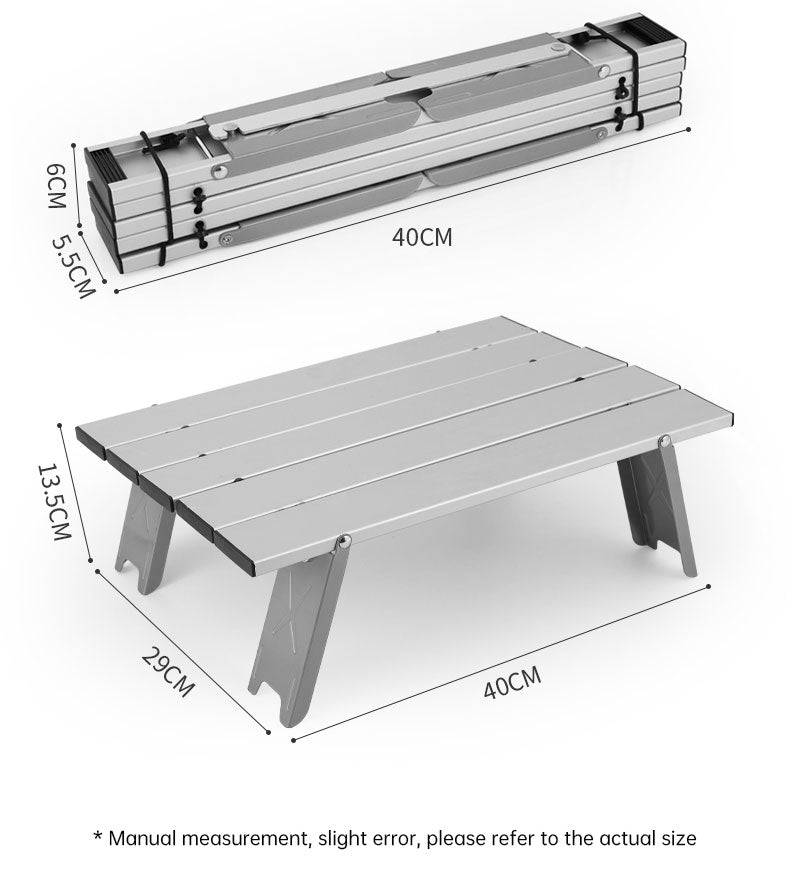 Load image into Gallery viewer, Black Lightweight Portable Folding Ultralight Roll Up Mini Aluminum Picnic Camping Table Foldable For Outdoor Hiking
