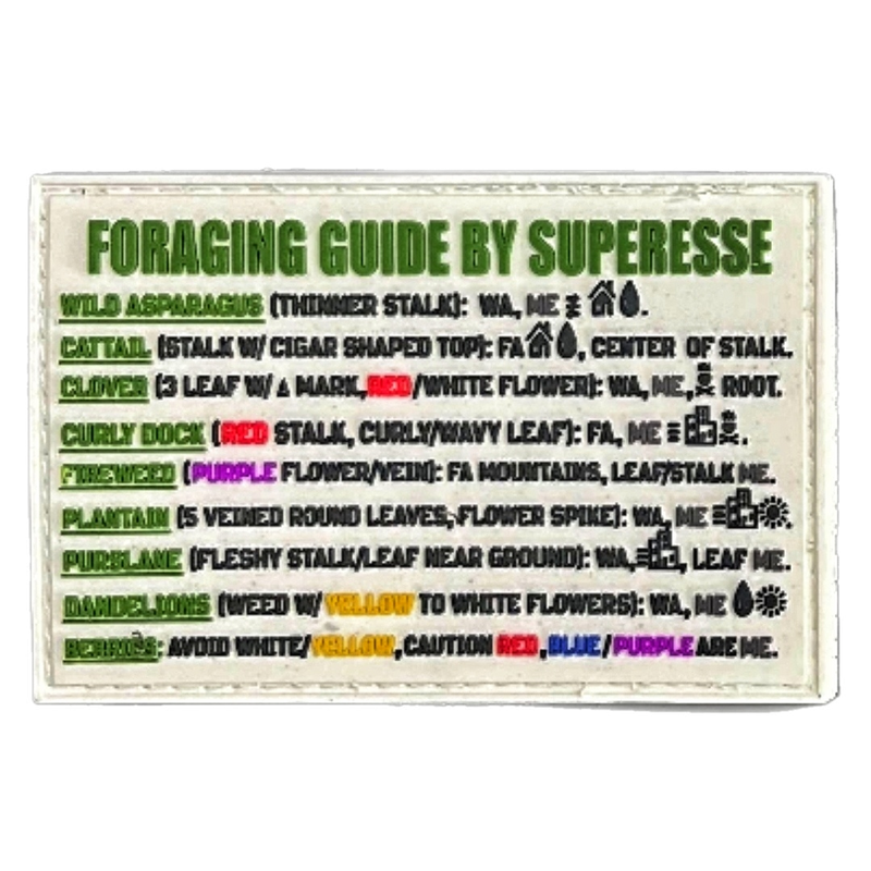 Load image into Gallery viewer, Storage Pocket Patch:  &quot;Foraging Guide&quot;, a Plants and Edibles Quick Identification Reference
