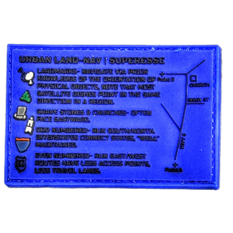Load image into Gallery viewer, Storage Pocket Patch - Urban Land-Nav w/ Strip Map Diagram and Contingency Navigation Tactics
