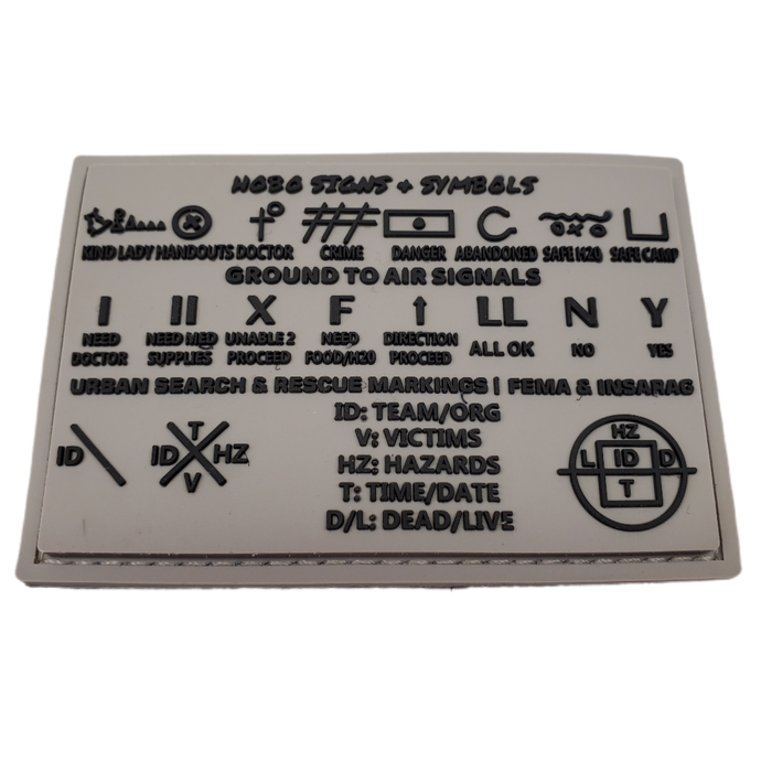Storage Pocket Patch: Hobo Symbols, Ground to Air Signals, Search and Rescue Markings