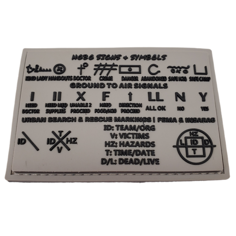 Load image into Gallery viewer, Storage Pocket Patch: Hobo Symbols, Ground to Air Signals, Search and Rescue Markings
